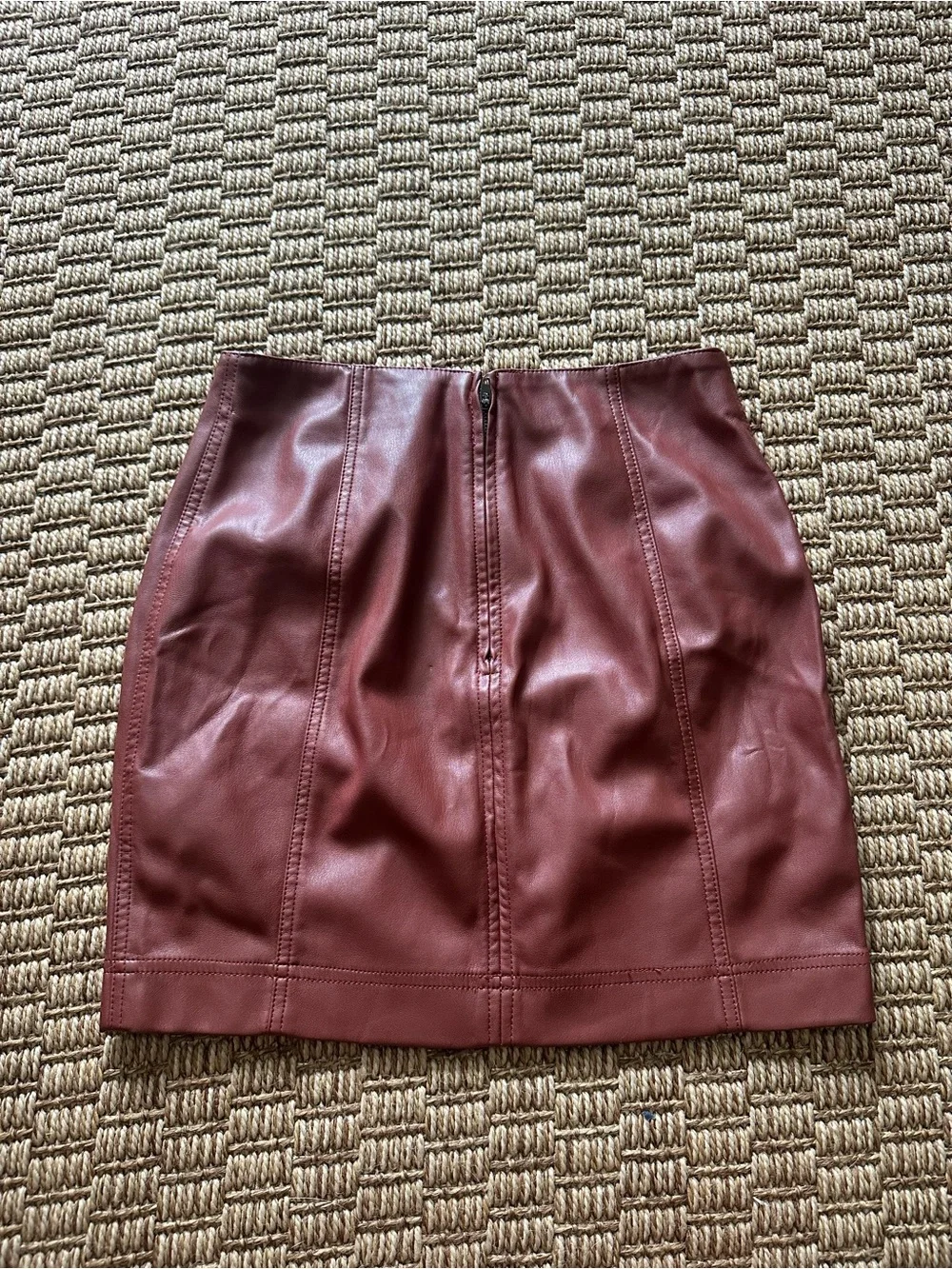 Free People Faux Leather Mini Skirt in Wine